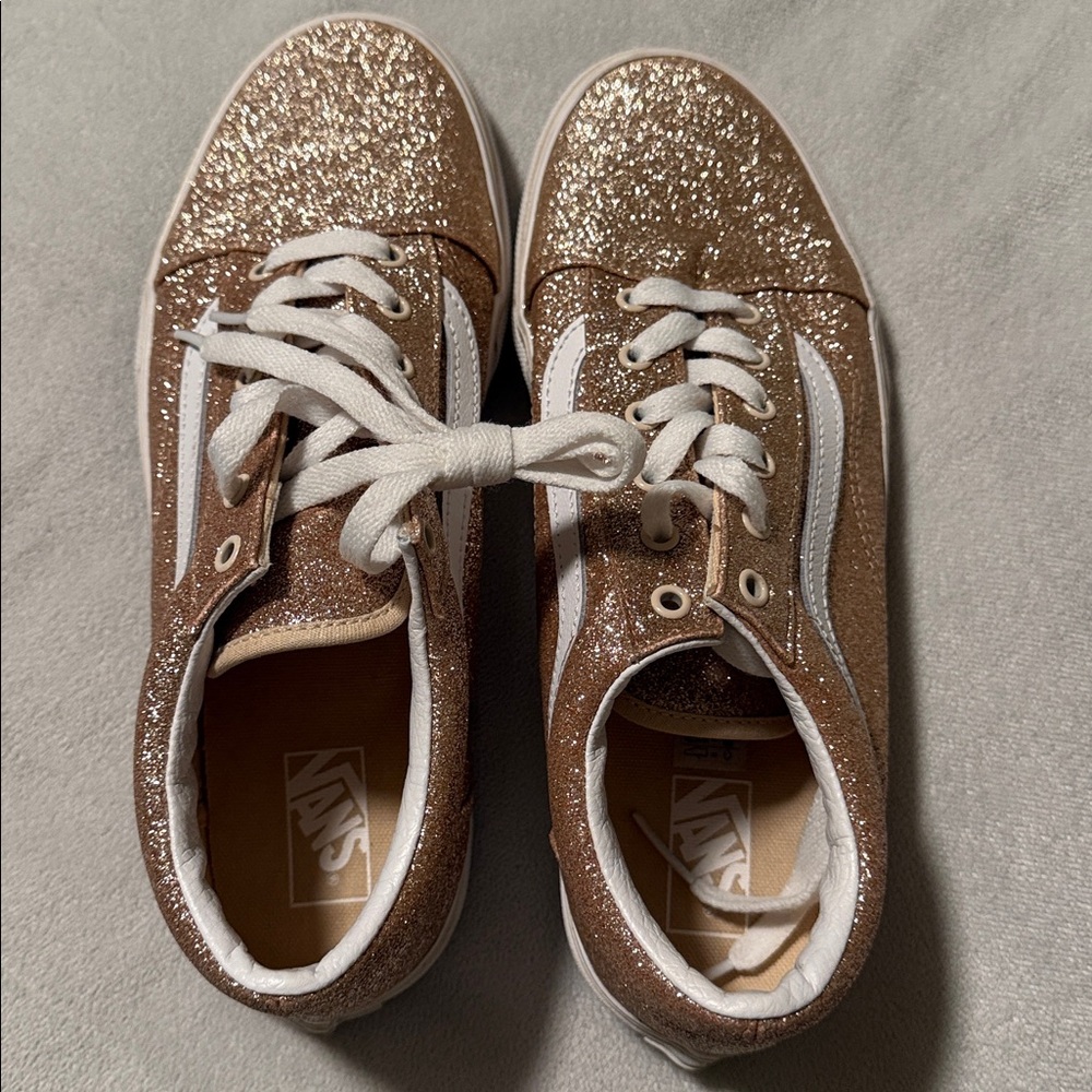 Vans Sparkle Gold Sneakers with White Accents
